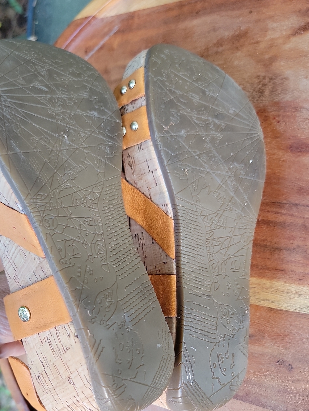 Bussola Wedge Sandals in Old Luggage Apricot Leather - Strappy Cork Platform 6.5 - Picture 7 of 9